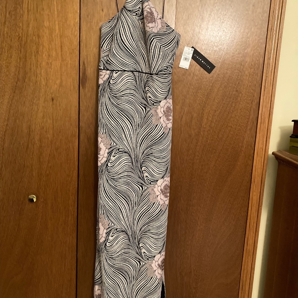 NWT Aidan Mattox long halter dress SZ 2